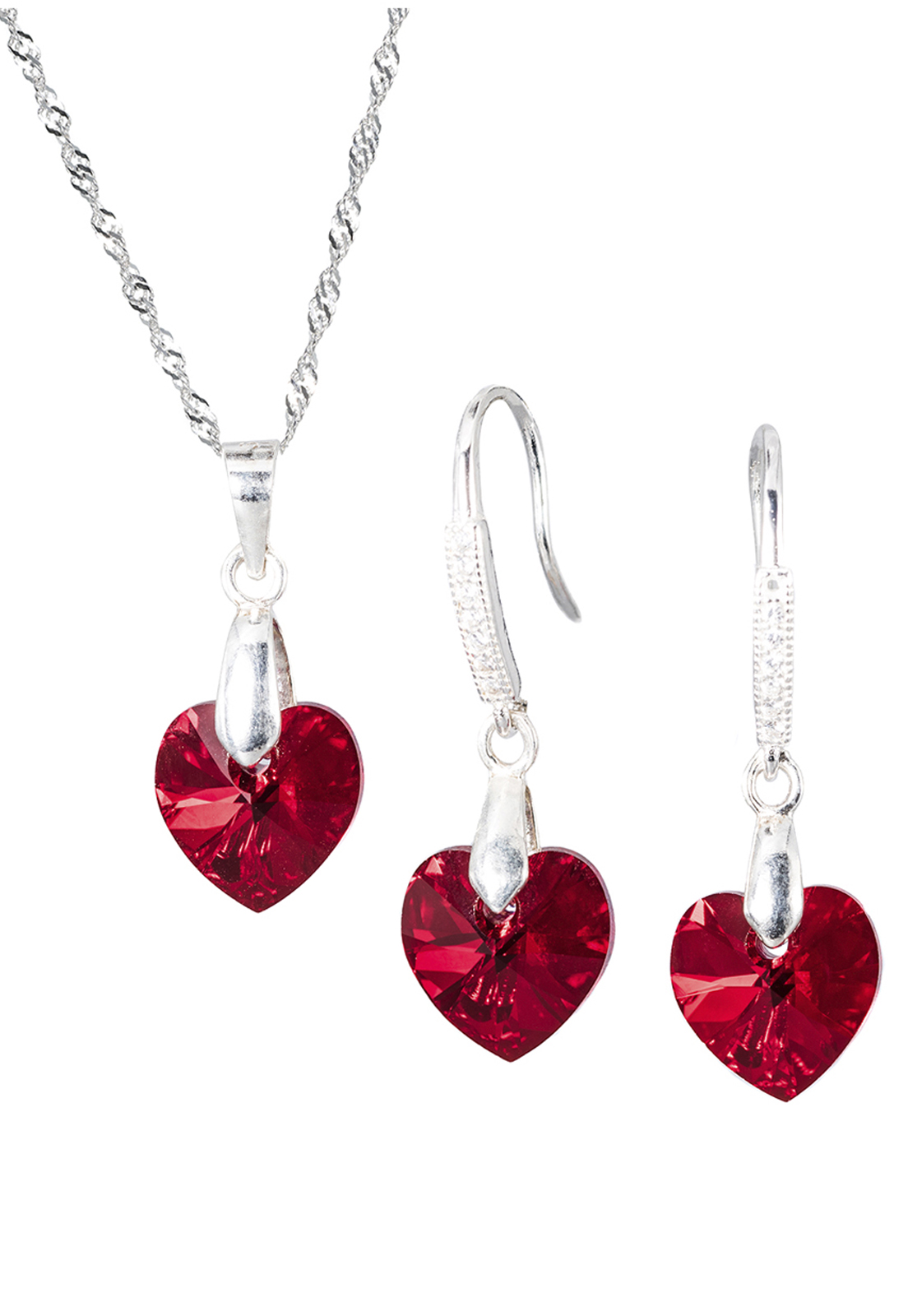 CONJUNTO JOYAS MONTERO PLATA ITALIANA 925 AROS + COLLAR ROMANCE Y CRISTALES GENUINOS SIAM SHIMMER - 1