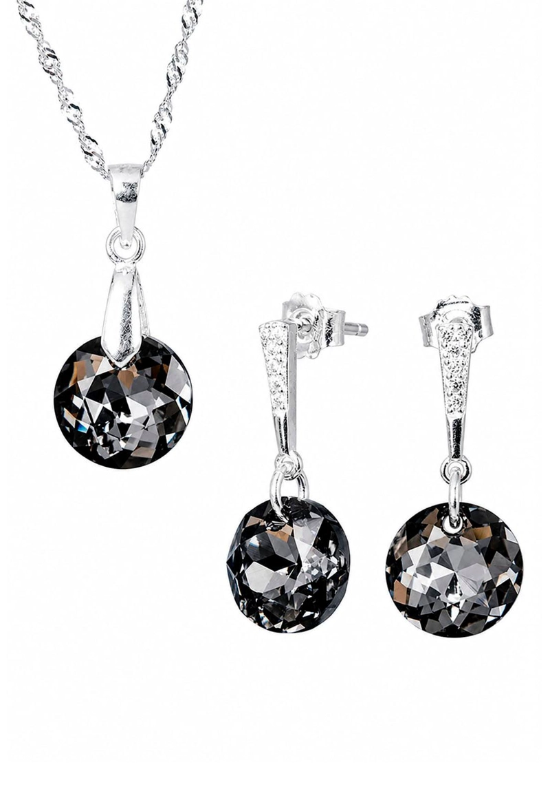CONJUNTO JOYAS MONTERO PLATA ITALIANA 925 GRACIA Y CRISTALES GENUINOS SILVER NIGHT - 1