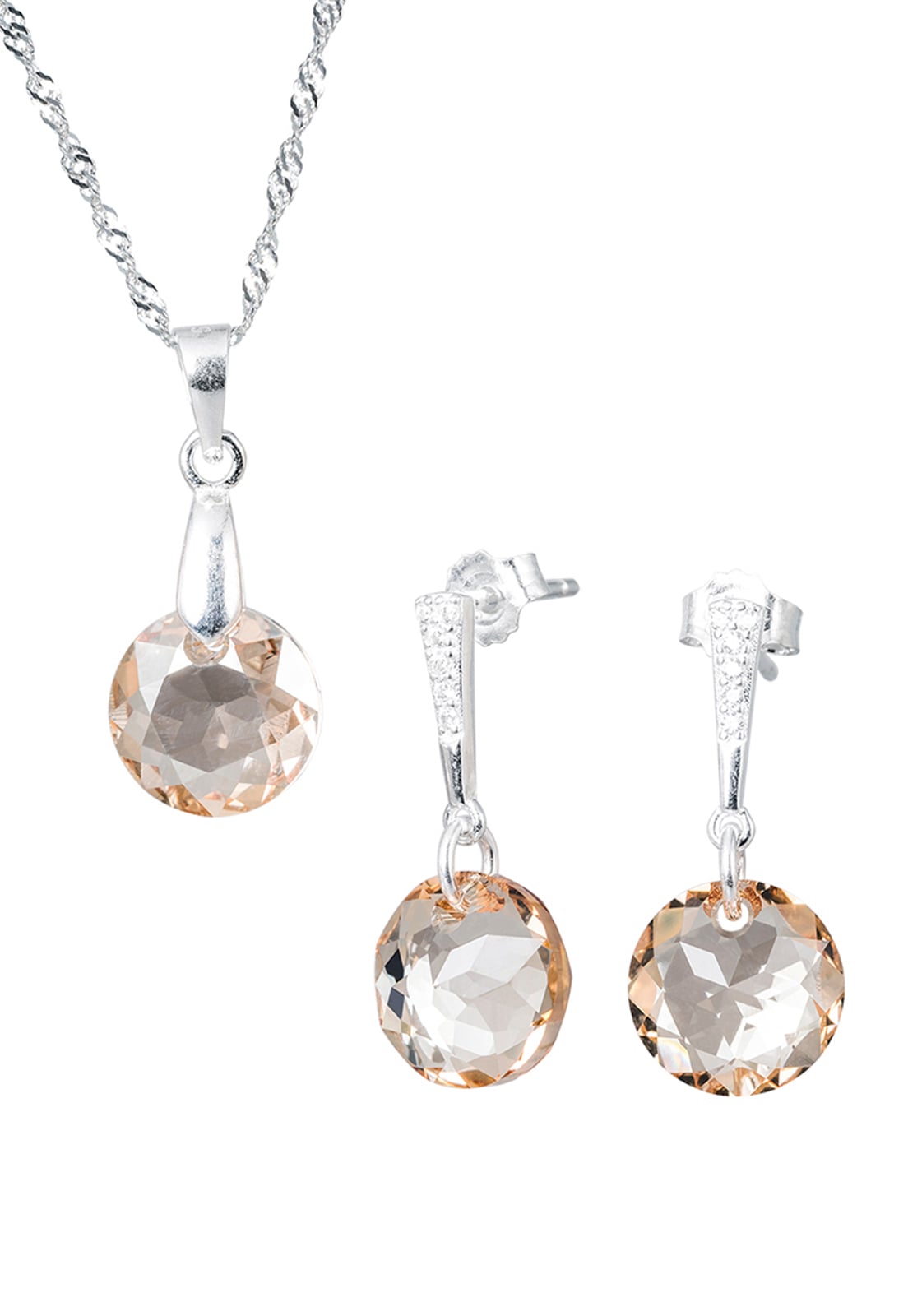 CONJUNTO JOYAS MONTERO PLATA ITALIANA 925 GRACIA Y CRISTALES GENUINOS GOLDEN SHADOW - 1