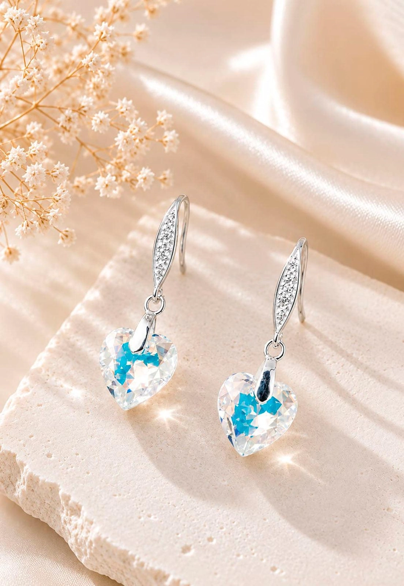AROS JOYAS MONTERO PLATA ITALIANA 925 AMOR Y CRISTALES GENUINOS AURORA BOREAL - 2