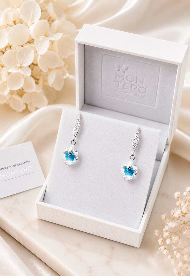 AROS JOYAS MONTERO PLATA ITALIANA 925 AMOR Y CRISTALES GENUINOS AURORA BOREAL - 3