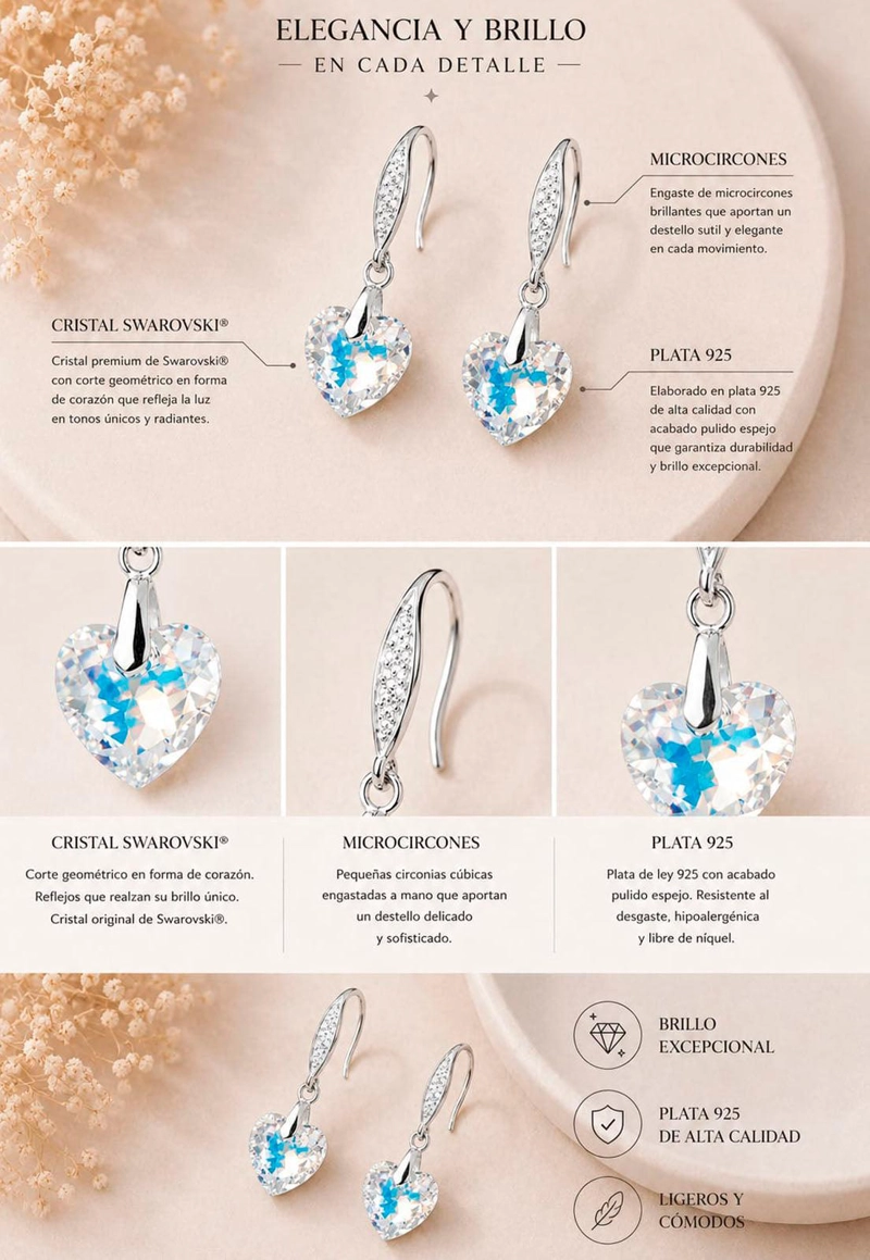 AROS JOYAS MONTERO PLATA ITALIANA 925 AMOR Y CRISTALES GENUINOS AURORA BOREAL - 5