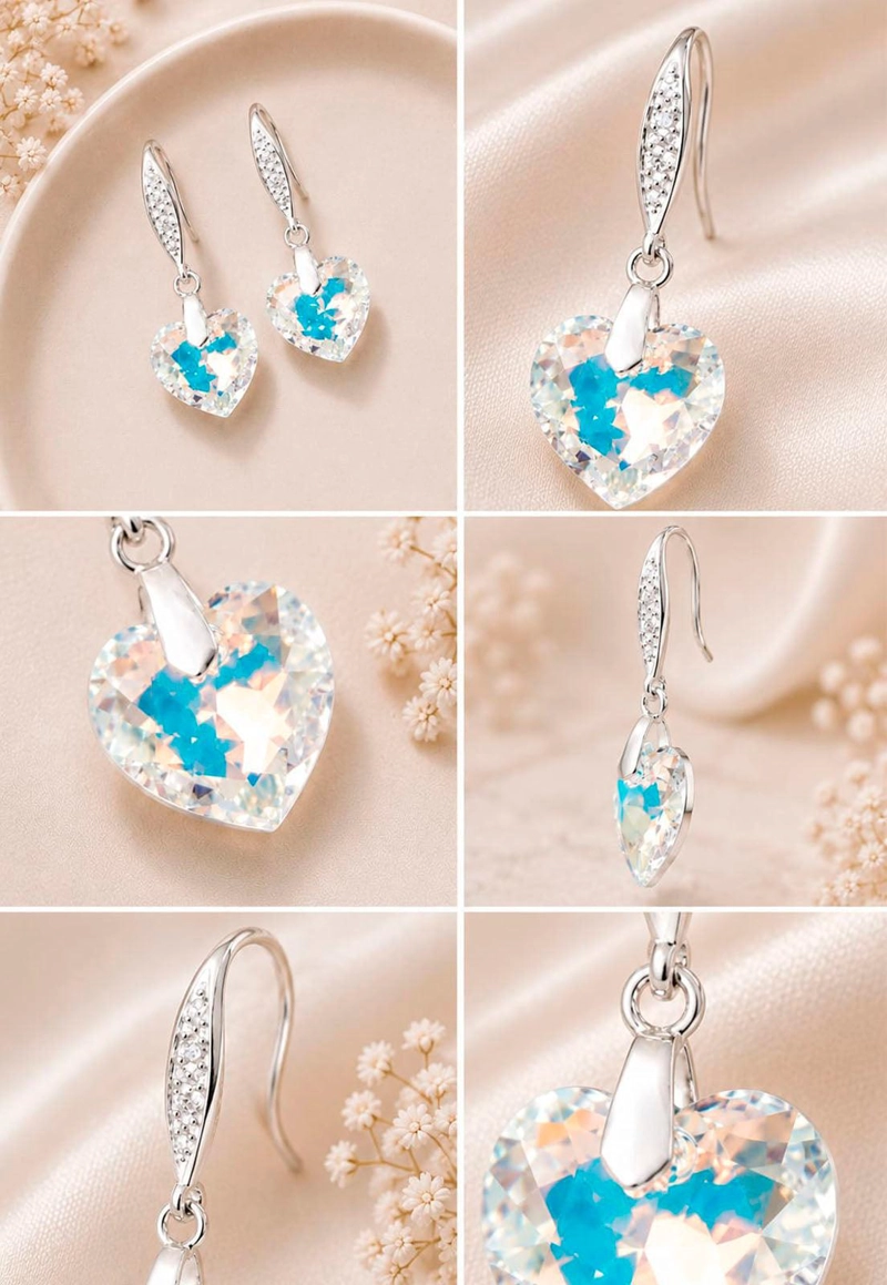 AROS JOYAS MONTERO PLATA ITALIANA 925 AMOR Y CRISTALES GENUINOS AURORA BOREAL - 6