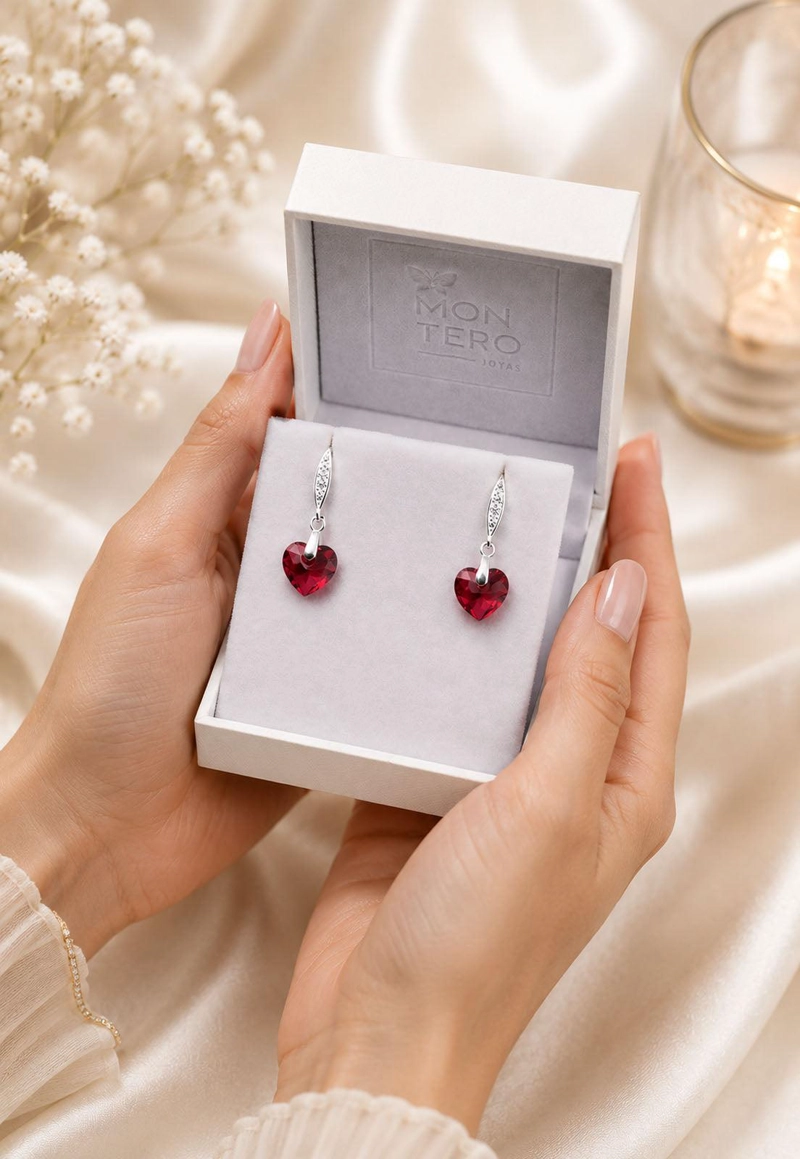 AROS JOYAS MONTERO PLATA ITALIANA 925 AMOR Y CRISTALES GENUINOS SCARLETH - 4