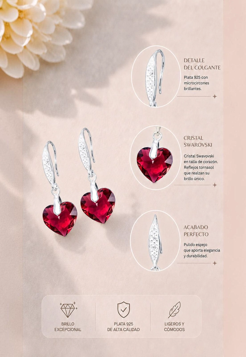 AROS JOYAS MONTERO PLATA ITALIANA 925 AMOR Y CRISTALES GENUINOS SCARLETH - 5
