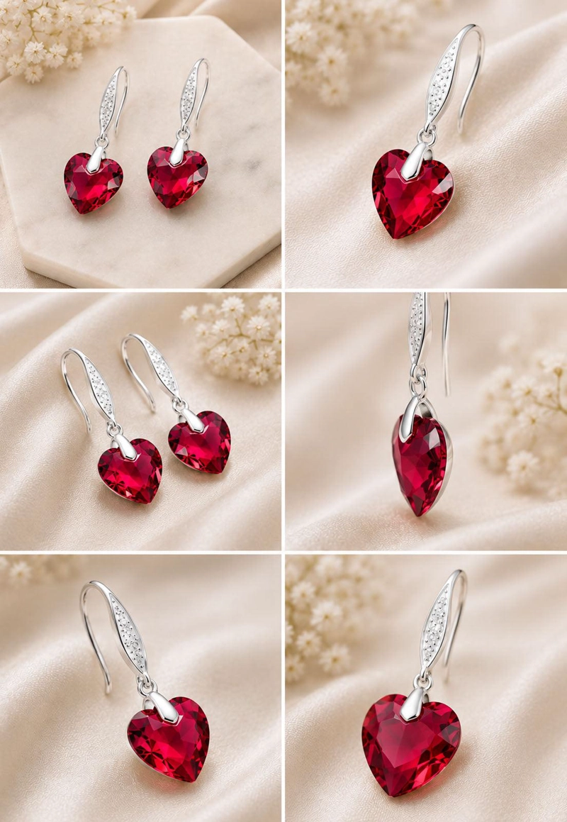 AROS JOYAS MONTERO PLATA ITALIANA 925 AMOR Y CRISTALES GENUINOS SCARLETH - 8