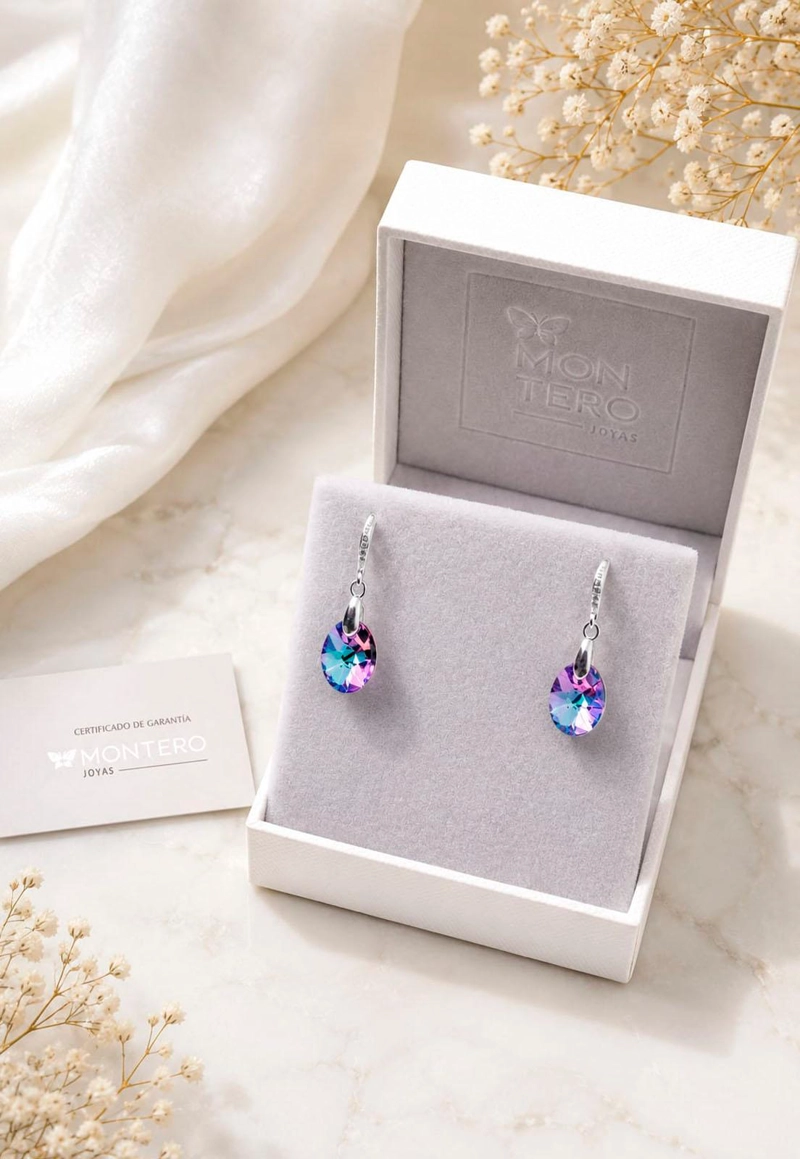 AROS JOYAS MONTERO PRAGA PLATA 925 CRISTALES GENUINOS VITRAL LIGHT - 4
