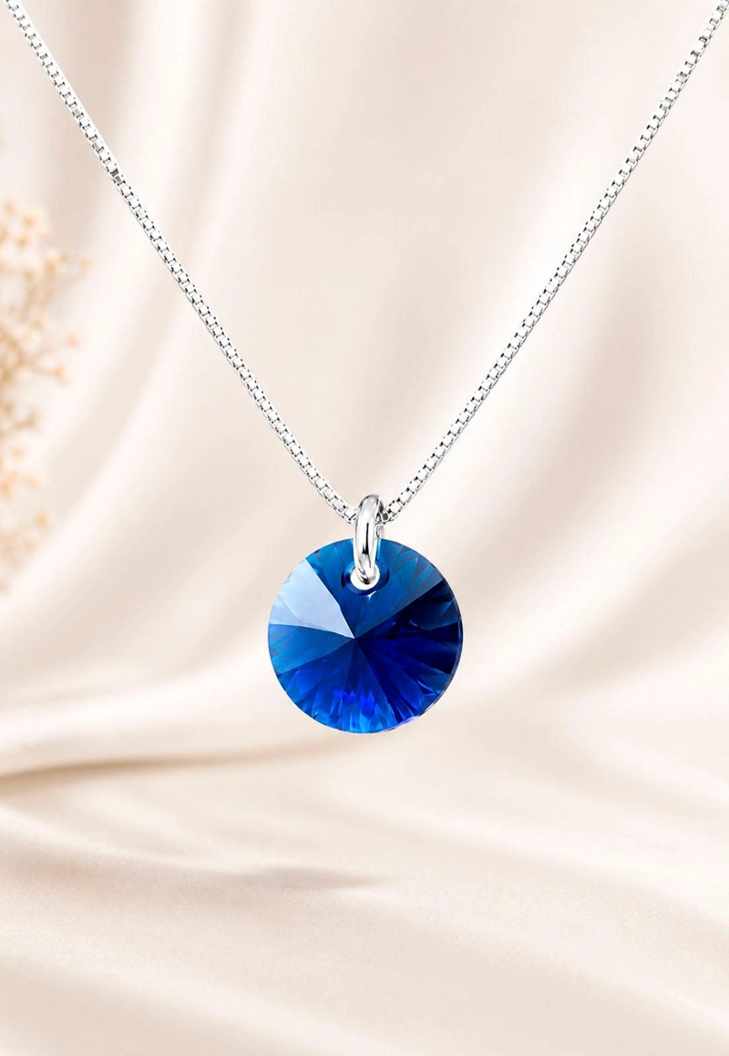 COLLAR PUNTO DE LUZ PLATA 925 CRISTAL SWAROVSKI® DARK BLUE - 4