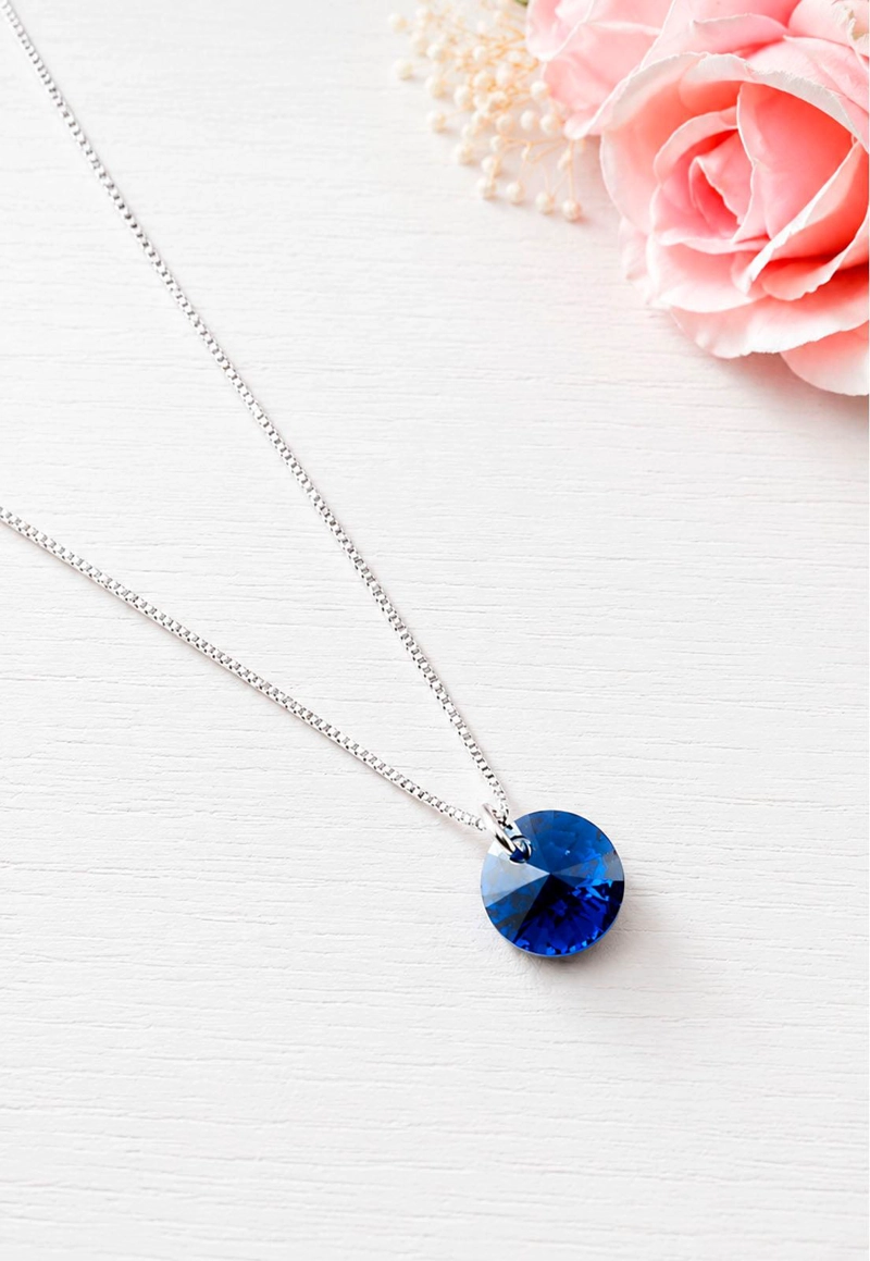 COLLAR PUNTO DE LUZ PLATA 925 CRISTAL SWAROVSKI® DARK BLUE - 7