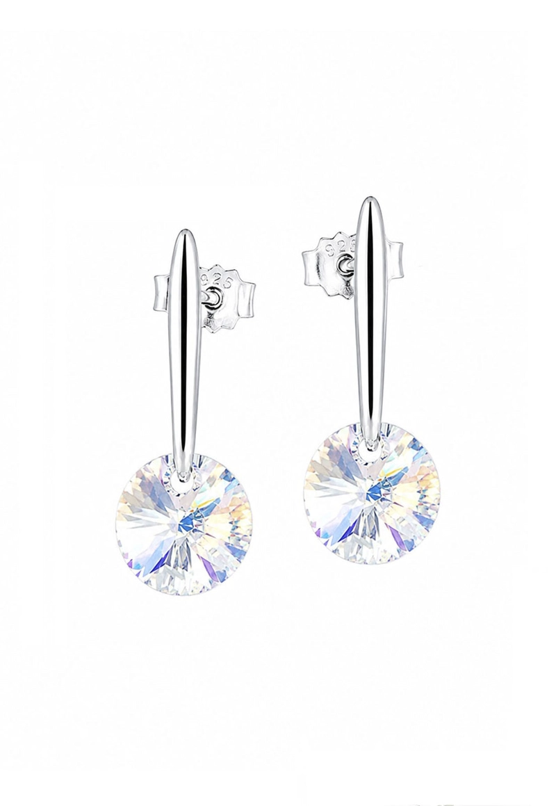 AROS JOYAS MONTERO PLATA ITALIANA 925 PUNTO DE LUZ Y CRISTAL GENUINO AURORA BOREAL