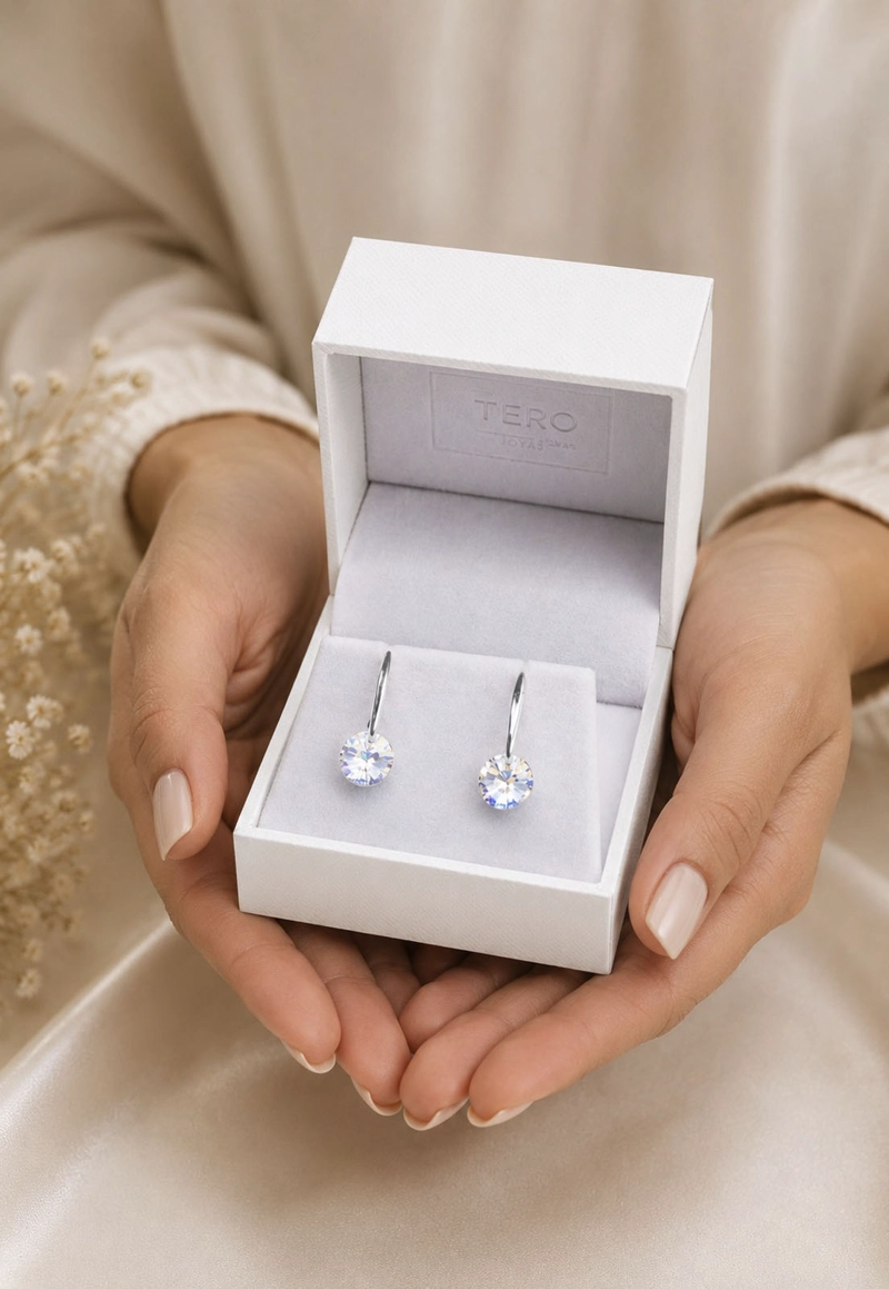 AROS JOYAS MONTERO PLATA ITALIANA 925 PUNTO DE LUZ Y CRISTAL GENUINO AURORA BOREAL - 6