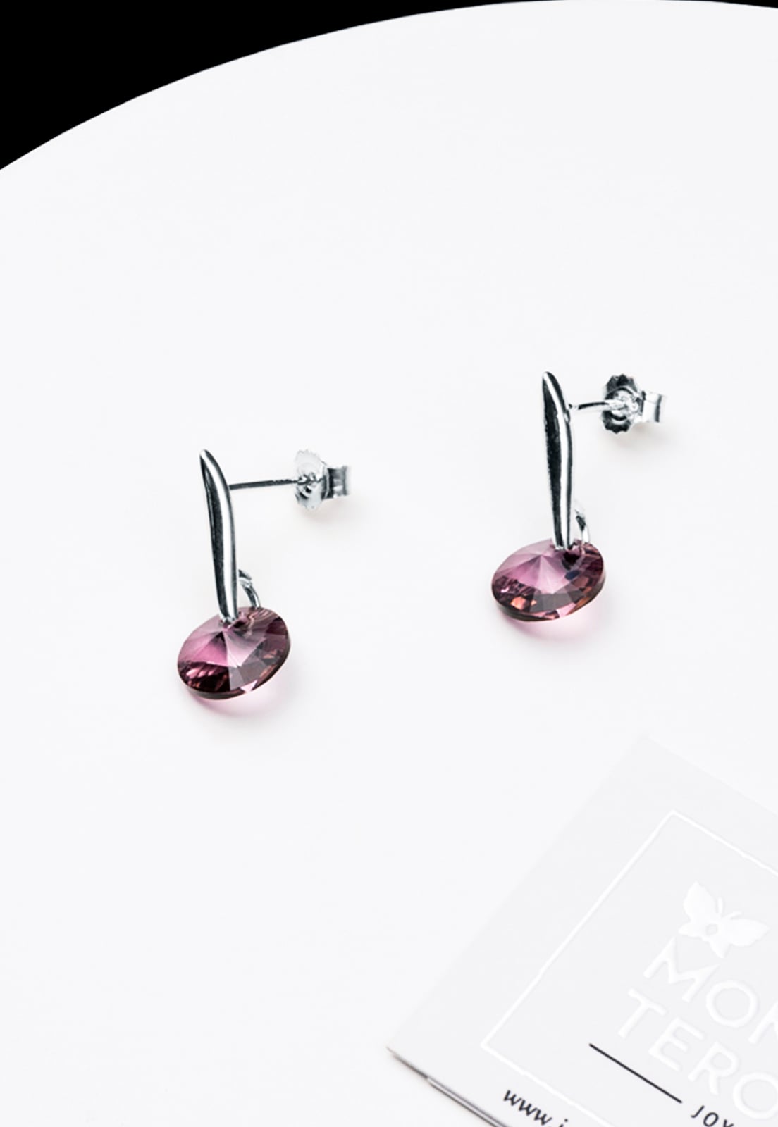AROS JOYAS MONTERO PLATA ITALIANA 925 PUNTO DE LUZ Y CRISTALES GENUINOS ANTIQUE PINK - 2