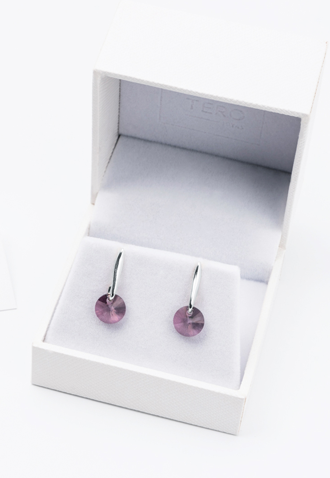 AROS JOYAS MONTERO PLATA ITALIANA 925 PUNTO DE LUZ Y CRISTALES GENUINOS ANTIQUE PINK - 3