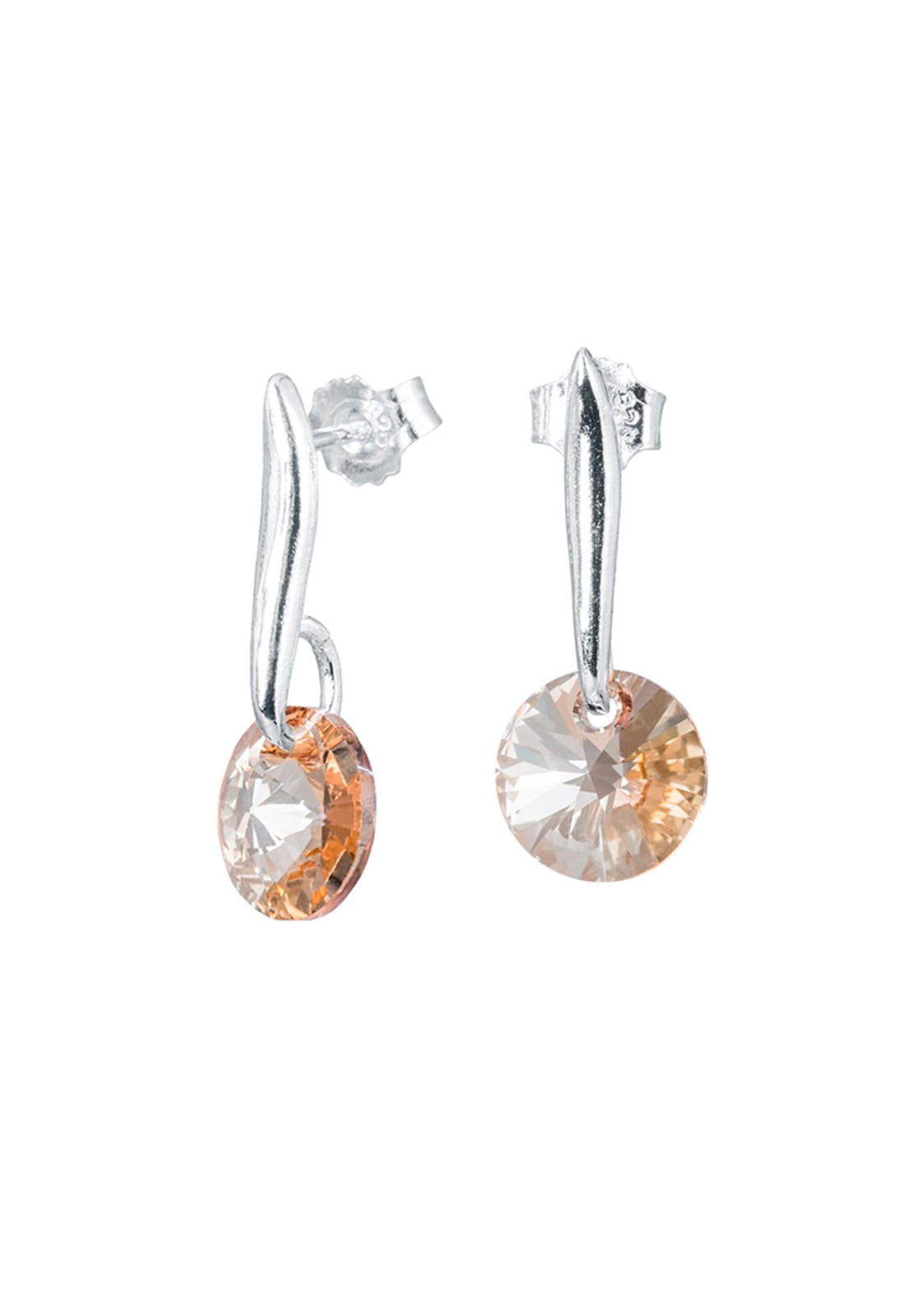 AROS JOYAS MONTERO PLATA ITALIANA 925 PUNTO DE LUZ Y CRISTALES GENUINOS GOLDEN SHADOW - 1