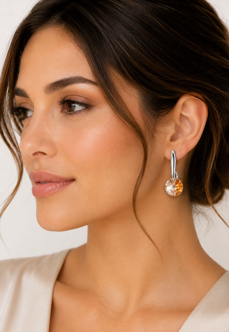AROS JOYAS MONTERO PLATA ITALIANA 925 PUNTO DE LUZ Y CRISTALES GENUINOS GOLDEN SHADOW - 6