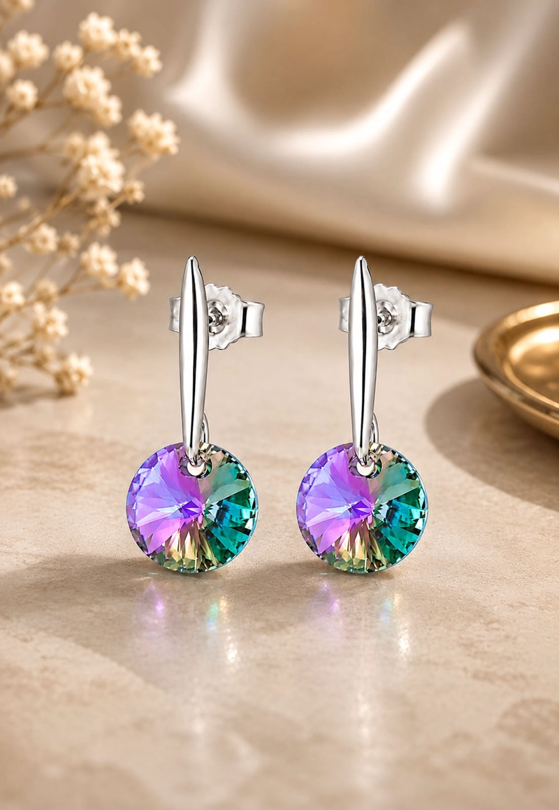 AROS JOYAS MONTERO PLATA ITALIANA 925 PUNTO DE LUZ Y CRISTALES GENUINOS PARADISE SHINE - 2