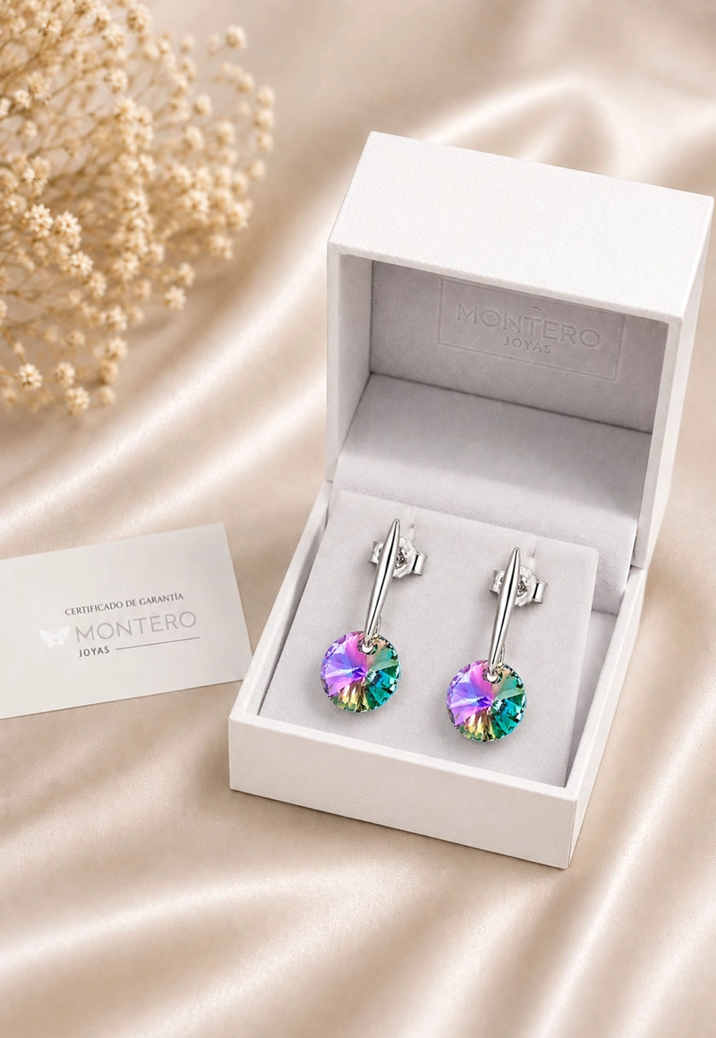 AROS JOYAS MONTERO PLATA ITALIANA 925 PUNTO DE LUZ Y CRISTALES GENUINOS PARADISE SHINE - 3