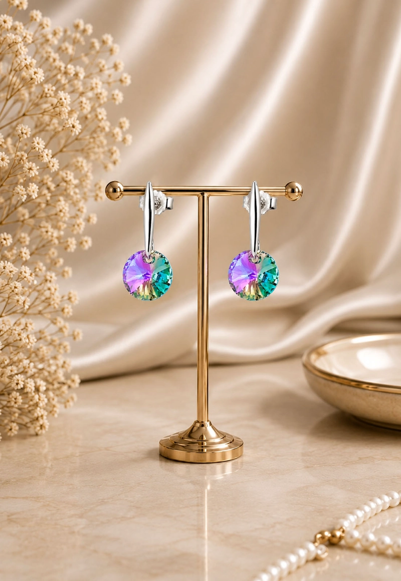 AROS JOYAS MONTERO PLATA ITALIANA 925 PUNTO DE LUZ Y CRISTALES GENUINOS PARADISE SHINE - 4