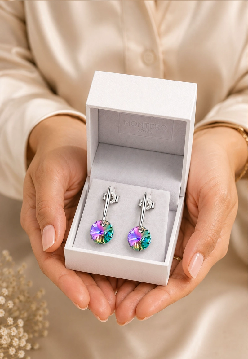 AROS JOYAS MONTERO PLATA ITALIANA 925 PUNTO DE LUZ Y CRISTALES GENUINOS PARADISE SHINE - 6