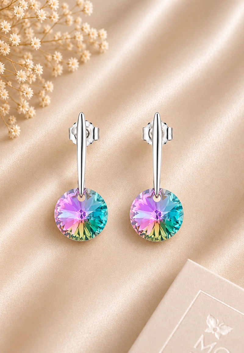 AROS JOYAS MONTERO PLATA ITALIANA 925 PUNTO DE LUZ Y CRISTALES GENUINOS PARADISE SHINE - 7