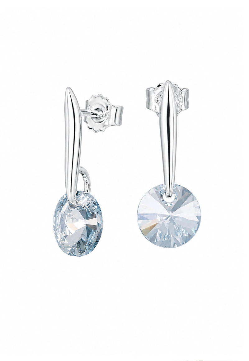 AROS JOYAS MONTERO PLATA ITALIANA 925 PUNTO DE LUZ Y CRISTALES GENUINOS BLUE SHADE - 1
