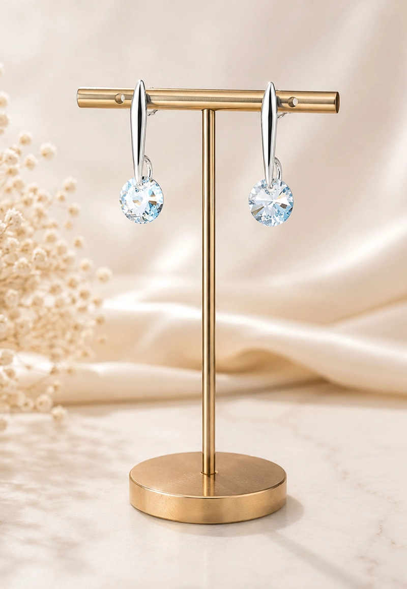 AROS JOYAS MONTERO PLATA ITALIANA 925 PUNTO DE LUZ Y CRISTALES GENUINOS BLUE SHADE - 5