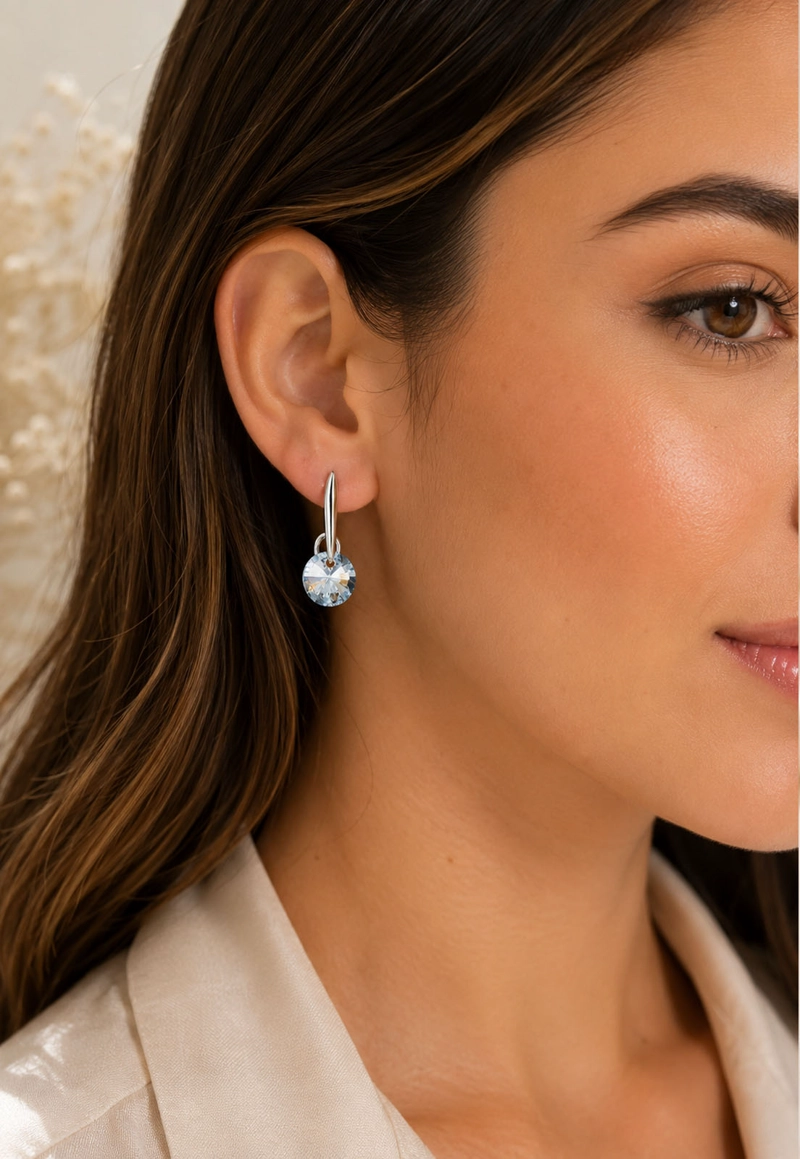 AROS JOYAS MONTERO PLATA ITALIANA 925 PUNTO DE LUZ Y CRISTALES GENUINOS BLUE SHADE - 6