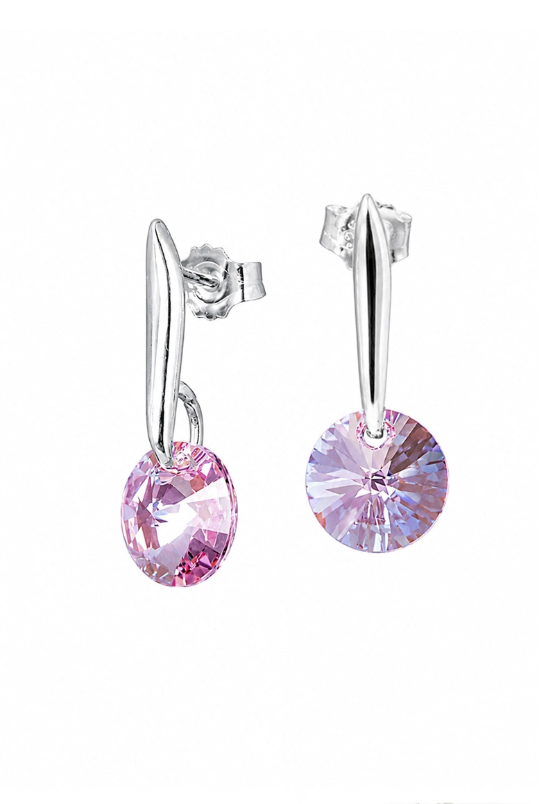 AROS JOYAS MONTERO PLATA ITALIANA 925 PUNTO DE LUZ Y CRISTALES GENUINOS LIGHT ROSE - 1