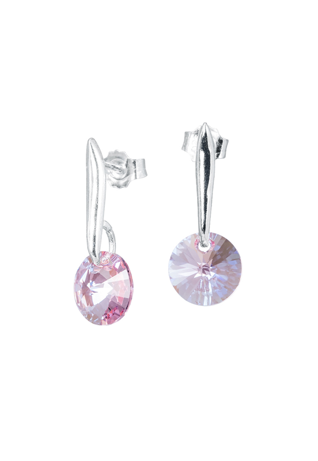 AROS JOYAS MONTERO PLATA ITALIANA 925 PUNTO DE LUZ Y CRISTALES GENUINOS LIGHT ROSE - 1