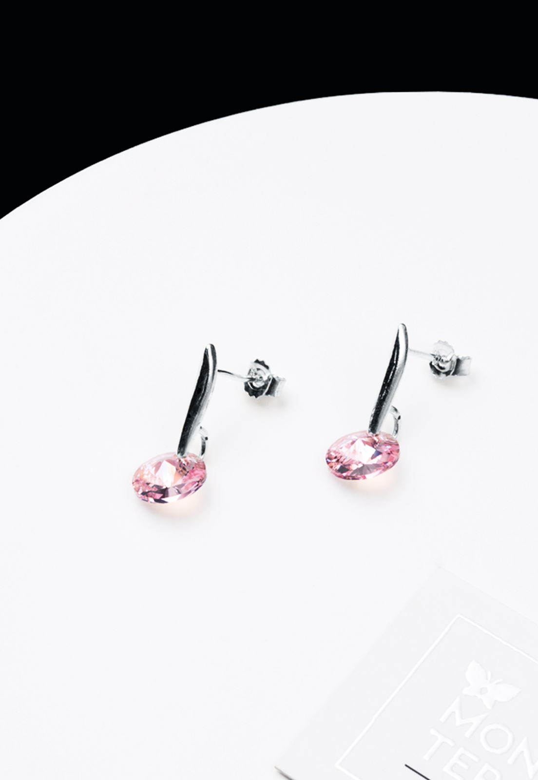 AROS JOYAS MONTERO PLATA ITALIANA 925 PUNTO DE LUZ Y CRISTALES GENUINOS LIGHT ROSE - 2