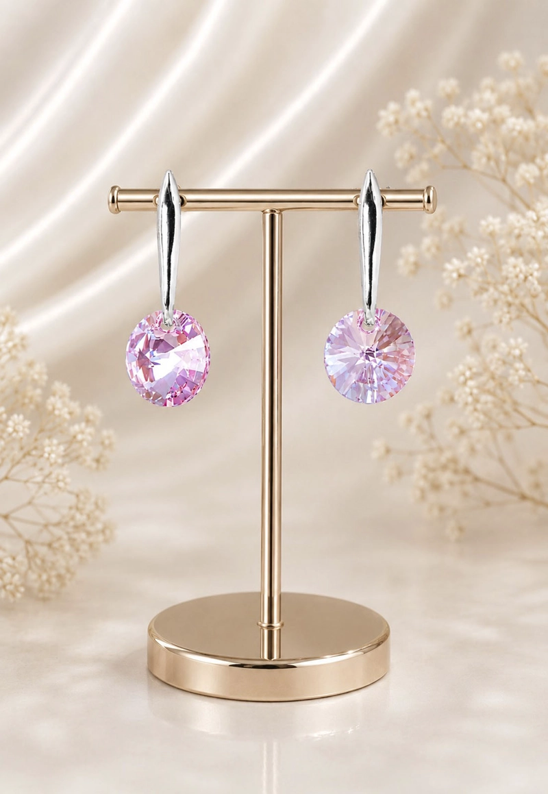 AROS JOYAS MONTERO PLATA ITALIANA 925 PUNTO DE LUZ Y CRISTALES GENUINOS LIGHT ROSE - 4