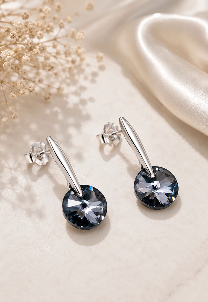 AROS JOYAS MONTERO PLATA ITALIANA 925 PUNTO DE LUZ Y CRISTALES GENUINOS SILVER NIGHT - 7