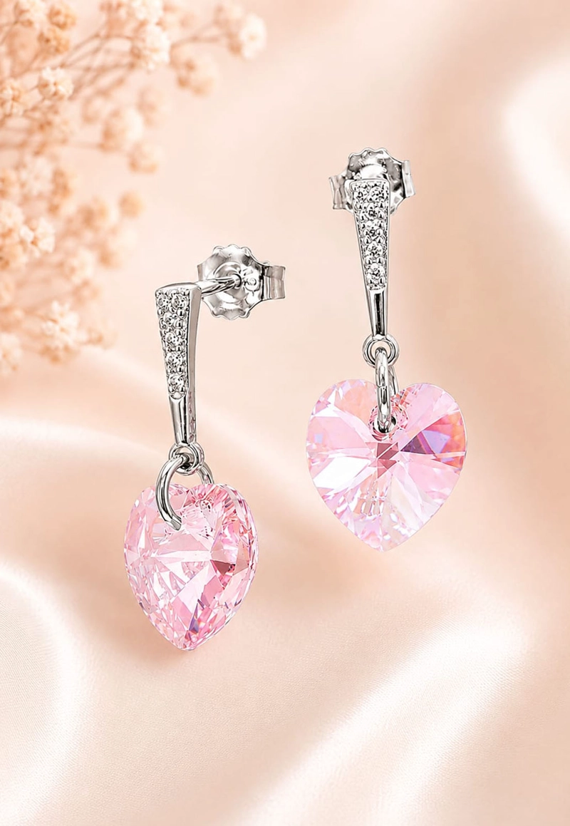 AROS JOYAS MONTERO ROMANCE PLATA 925 CRISTALES GENUINOS ROSE SHIMMER - 2