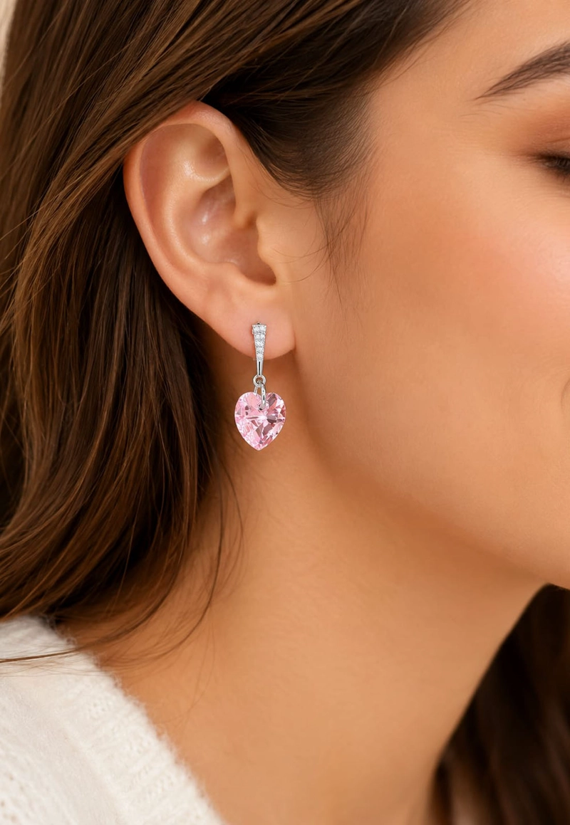 AROS JOYAS MONTERO ROMANCE PLATA 925 CRISTALES GENUINOS ROSE SHIMMER - 3
