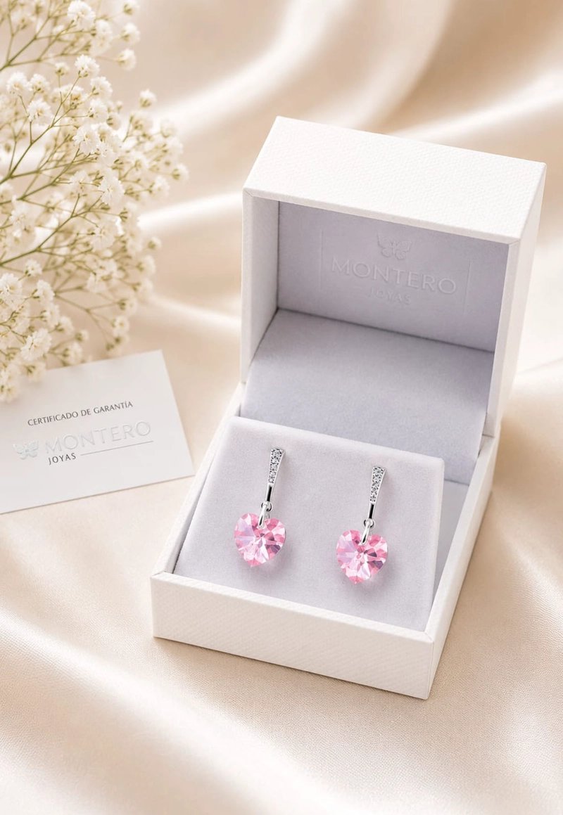 AROS JOYAS MONTERO ROMANCE PLATA 925 CRISTALES GENUINOS ROSE SHIMMER - 4