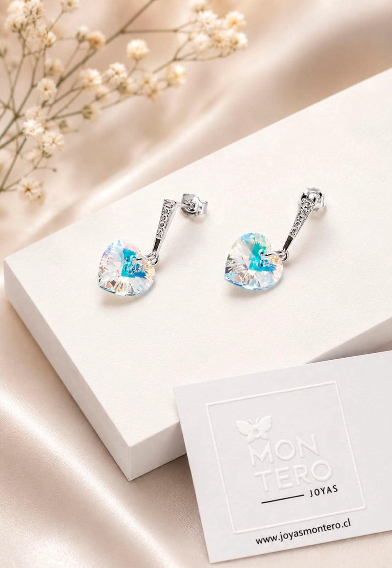 AROS JOYAS MONTERO ROMANCE PLATA 925 CRISTALES GENUINOS AURORA BOREAL - 2