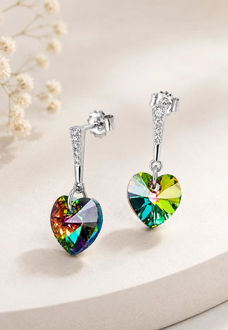 AROS MONTERO ROMANCE PLATA 925 CRISTALES GENUINOS VITRAL MEDIUM JOYAS - 2