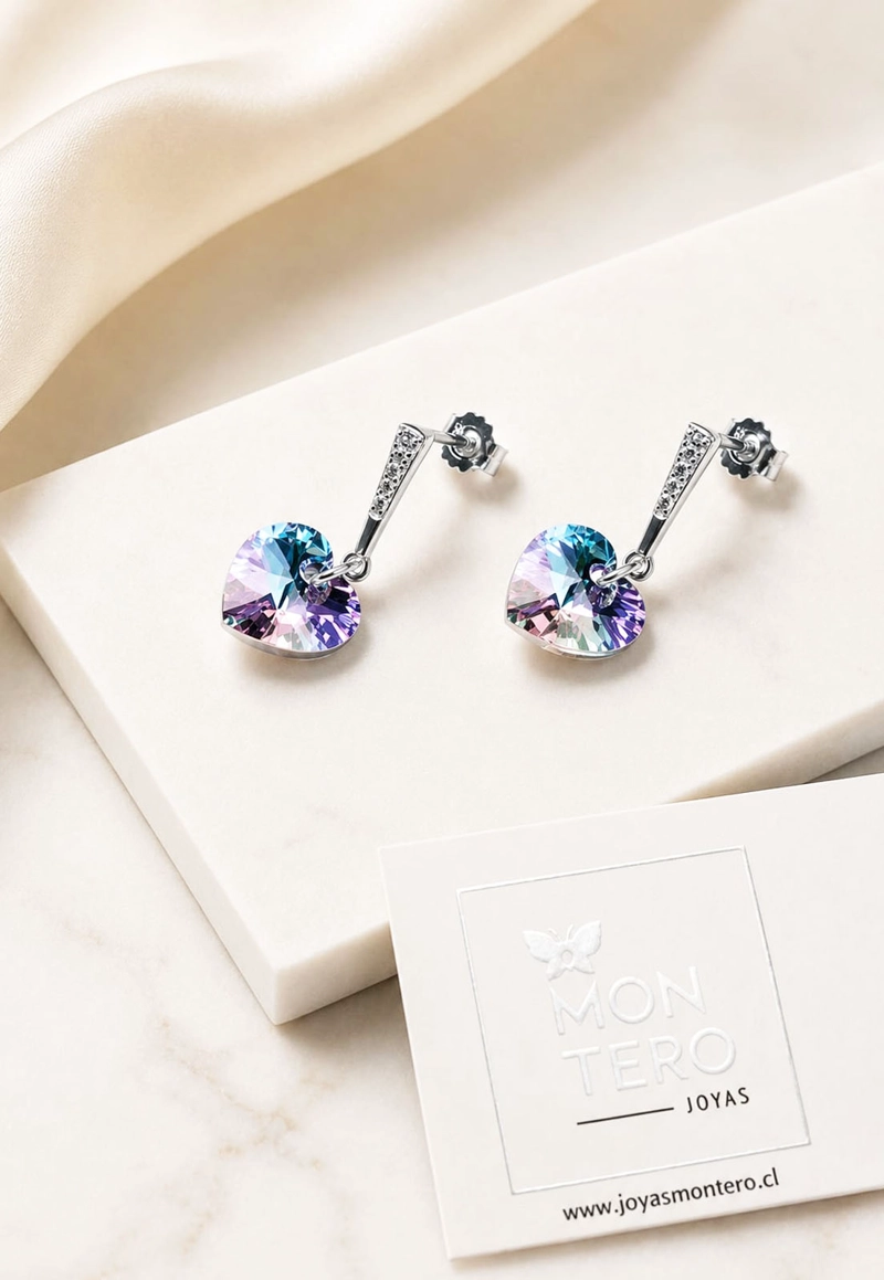 AROS JOYAS MONTERO ROMANCE PLATA 925 CRISTALES GENUINOS VITRAL LIGHT - 2