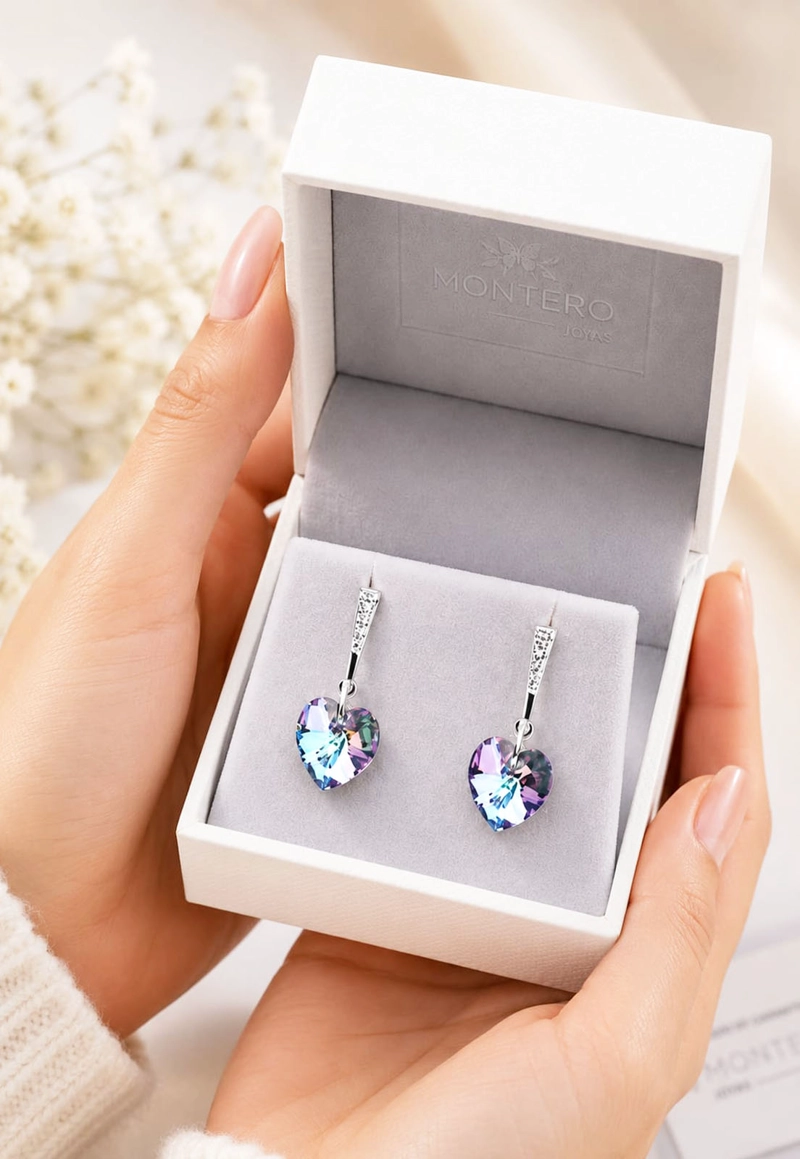 AROS JOYAS MONTERO ROMANCE PLATA 925 CRISTALES GENUINOS VITRAL LIGHT - 6