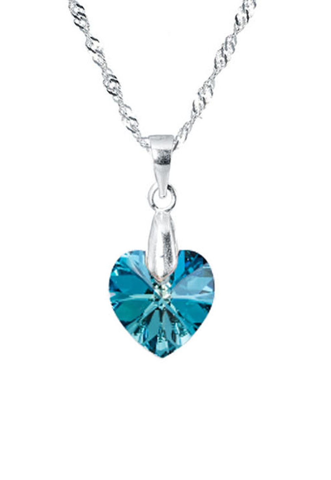 COLLAR ROMANCE PLATA ITALIANA 925 Y CRISTALES GENUINOS BERMUDA BLUE  JOYAS MONTERO - 1