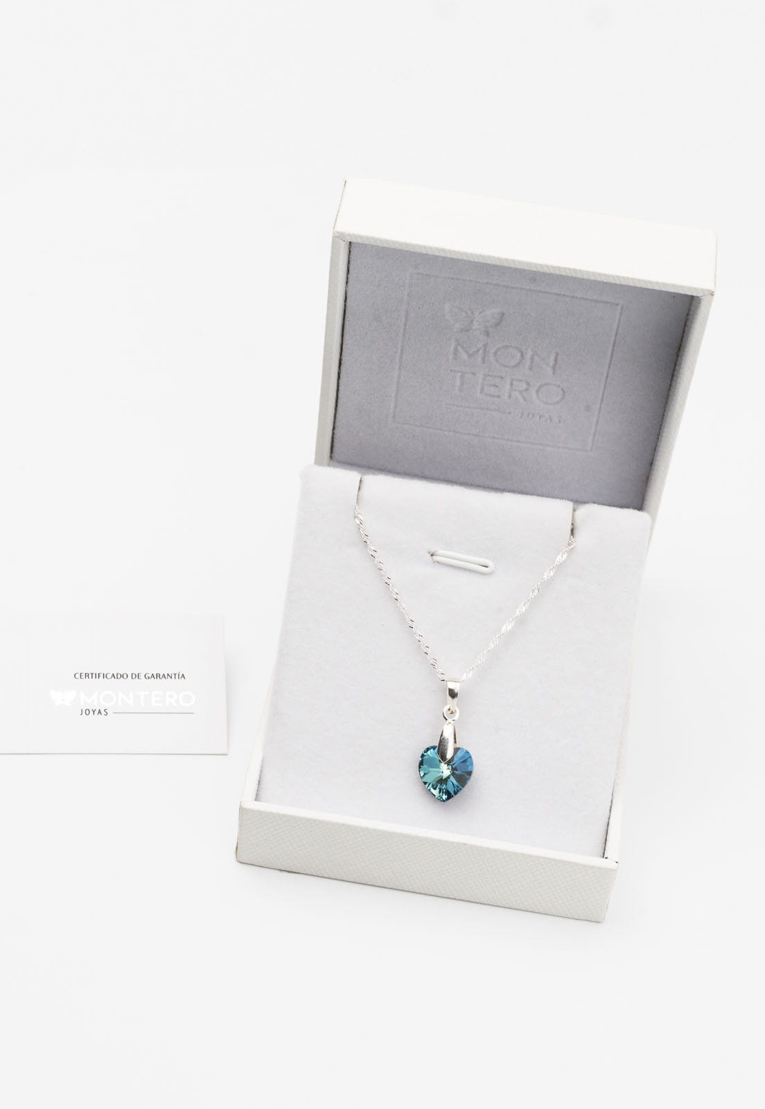 COLLAR ROMANCE PLATA ITALIANA 925 Y CRISTALES GENUINOS BERMUDA BLUE  JOYAS MONTERO - 3