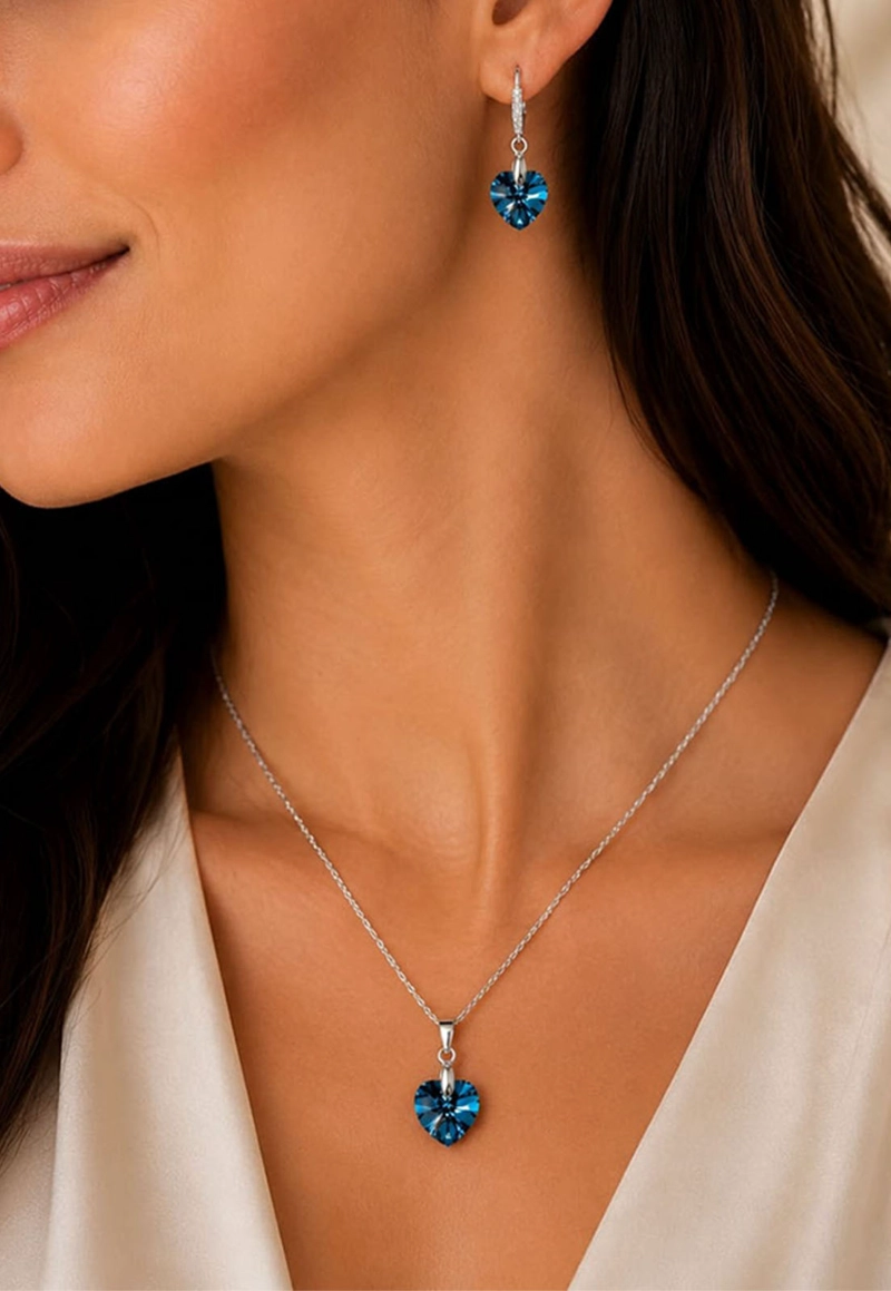 COLLAR ROMANCE PLATA 925 CRISTAL SWAROVSKI® BERMUDA BLUE - 5
