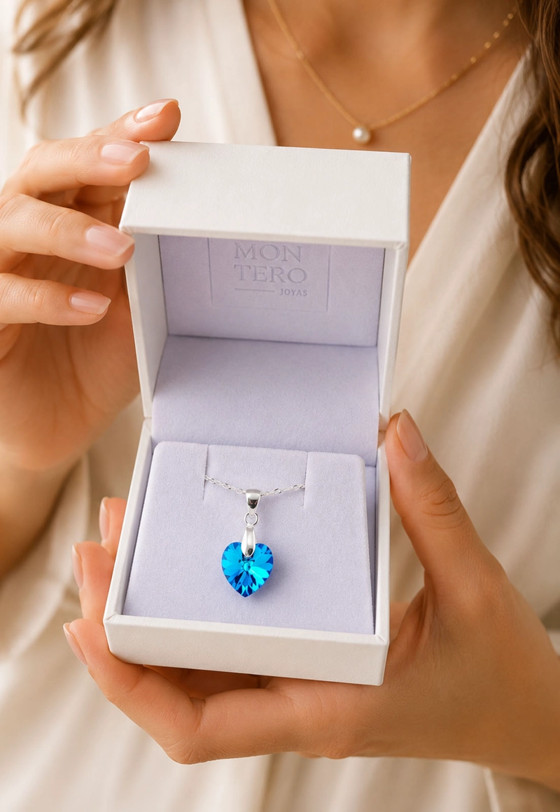 COLLAR ROMANCE PLATA 925 CRISTAL SWAROVSKI® BERMUDA BLUE - 6