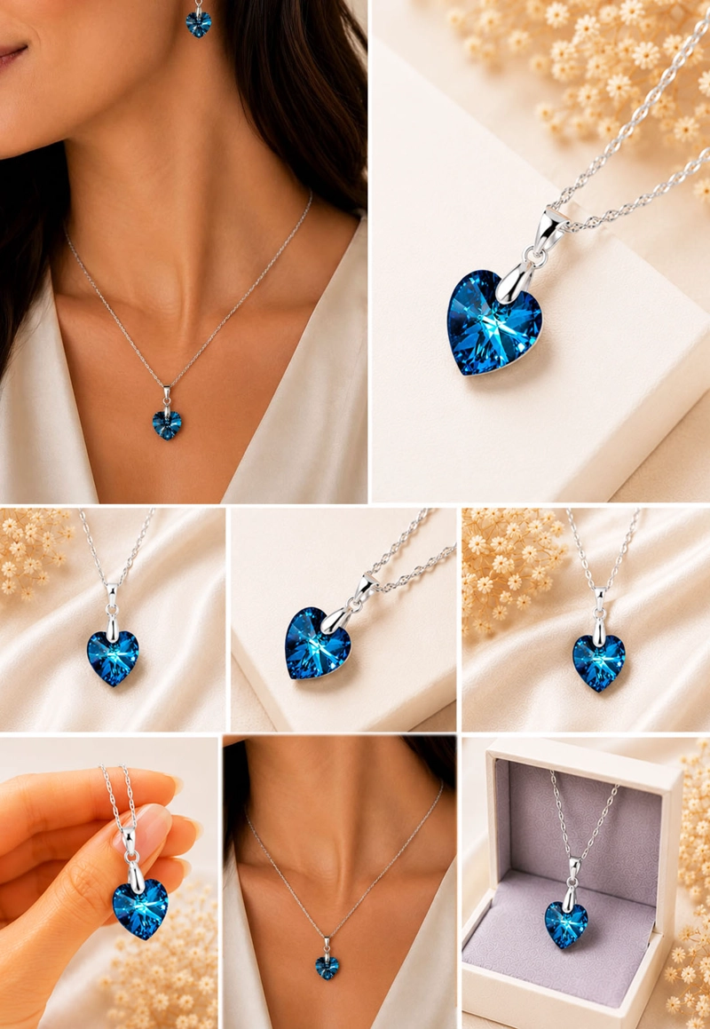 COLLAR ROMANCE PLATA 925 CRISTAL SWAROVSKI® BERMUDA BLUE - 7
