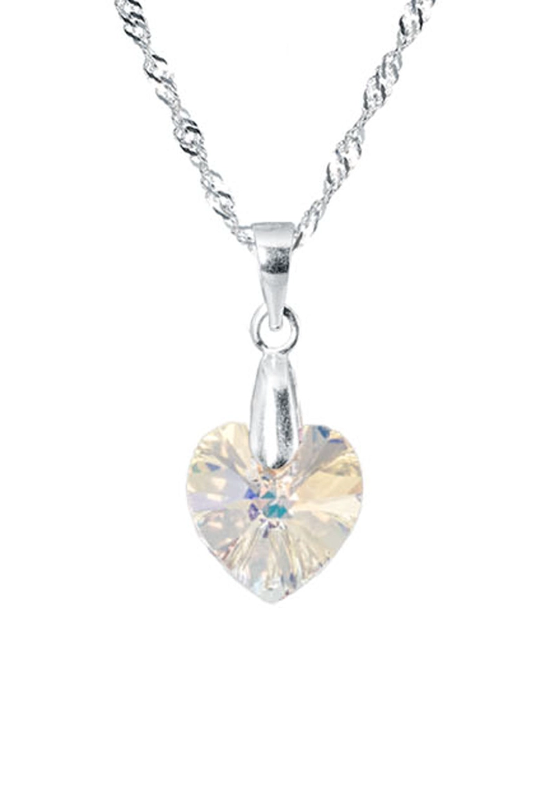 COLLAR ROMANCE PLATA ITALIANA 925 Y CRISTALES GENUINOS AURORA BOREAL  JOYAS MONTERO - 1