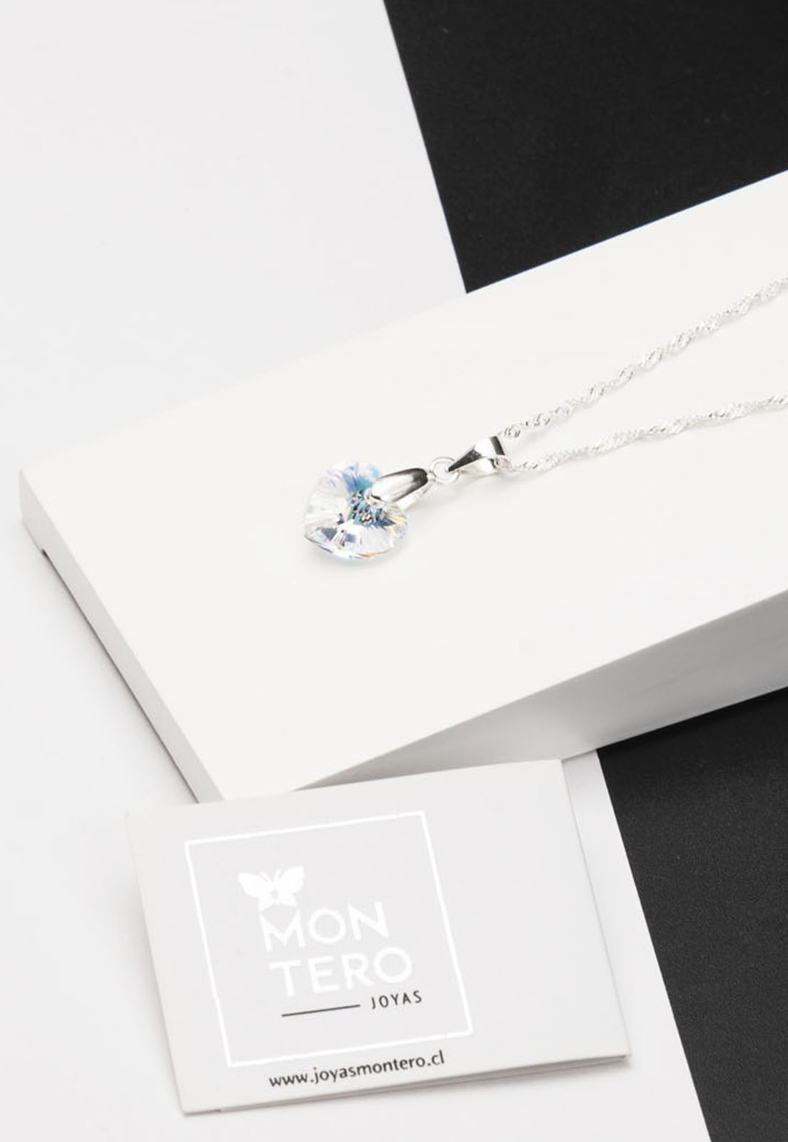 COLLAR ROMANCE PLATA ITALIANA 925 Y CRISTALES GENUINOS AURORA BOREAL  JOYAS MONTERO - 2