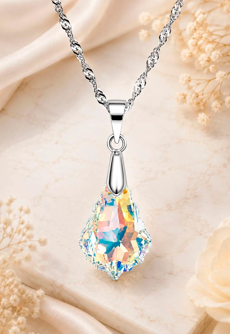 COLLAR ROMA PLATA 925 CRISTAL SWAROVSKI® AURORA BOREAL - 5