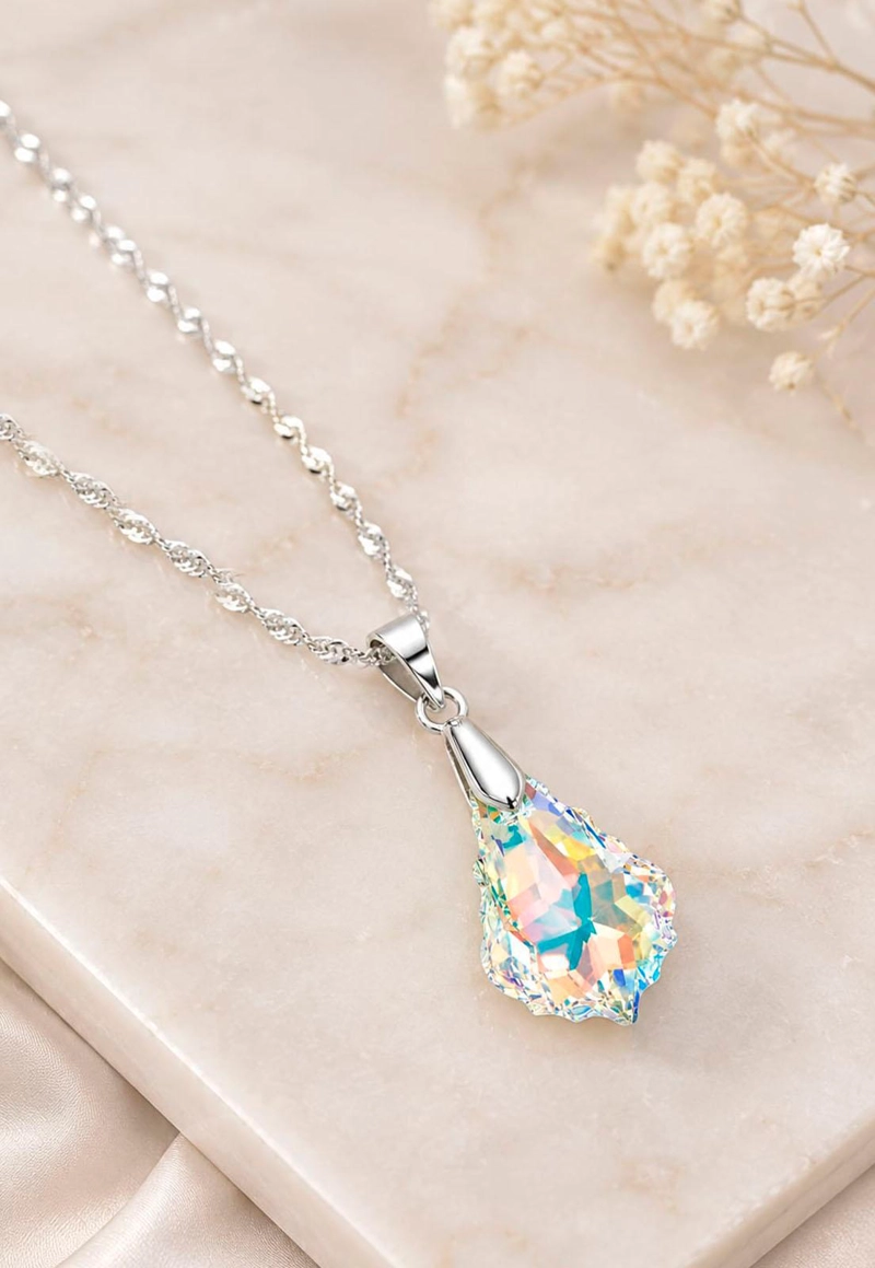 COLLAR ROMA PLATA 925 CRISTAL SWAROVSKI® AURORA BOREAL - 6