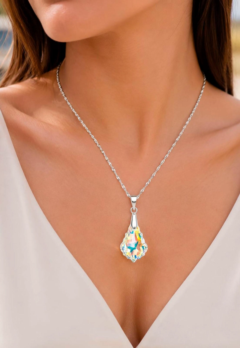 COLLAR ROMA PLATA 925 CRISTAL SWAROVSKI® AURORA BOREAL - 7