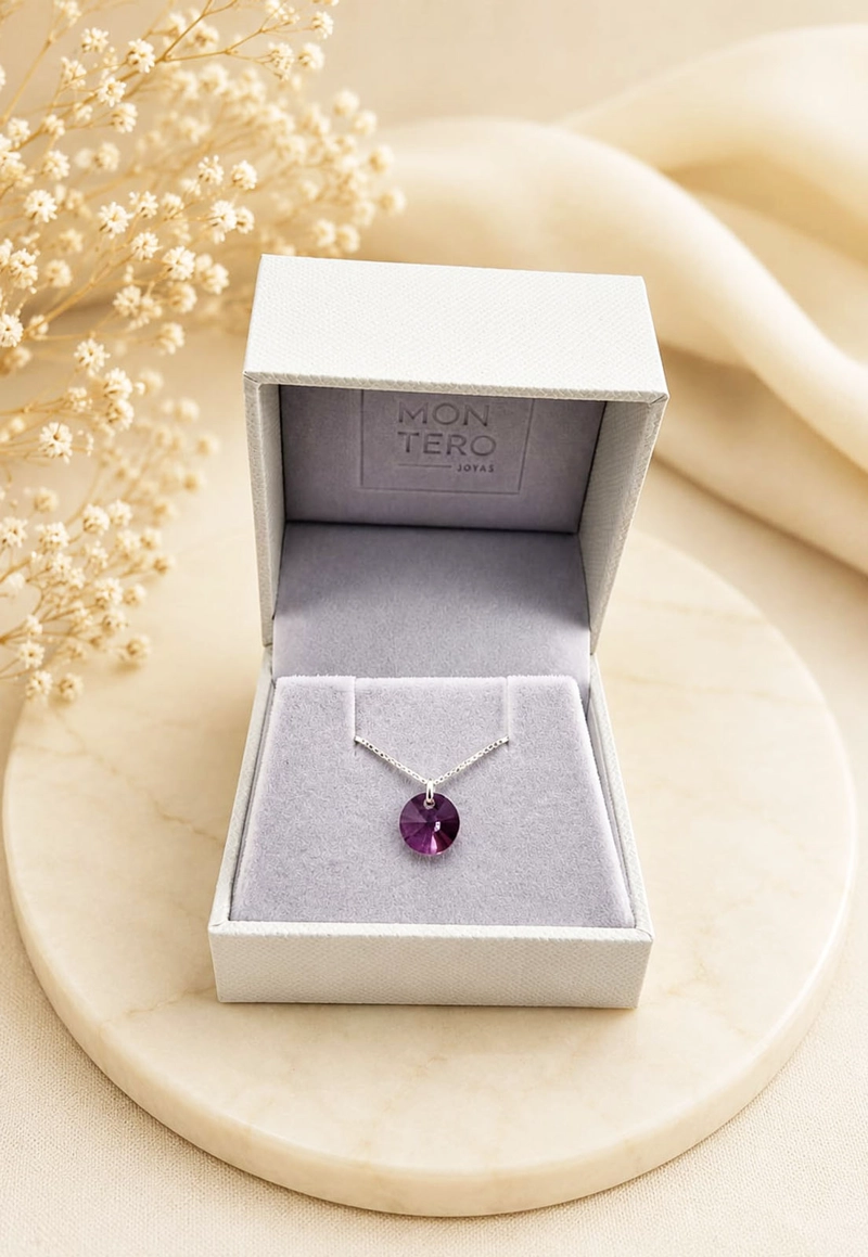 Collar Punto de Luz Plata 925 Cristal Swarovski® Antique Pink - 7